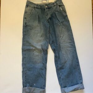 We The Free Paint Splatter Distressed Button Fly Aria Trouser Jeans size 25